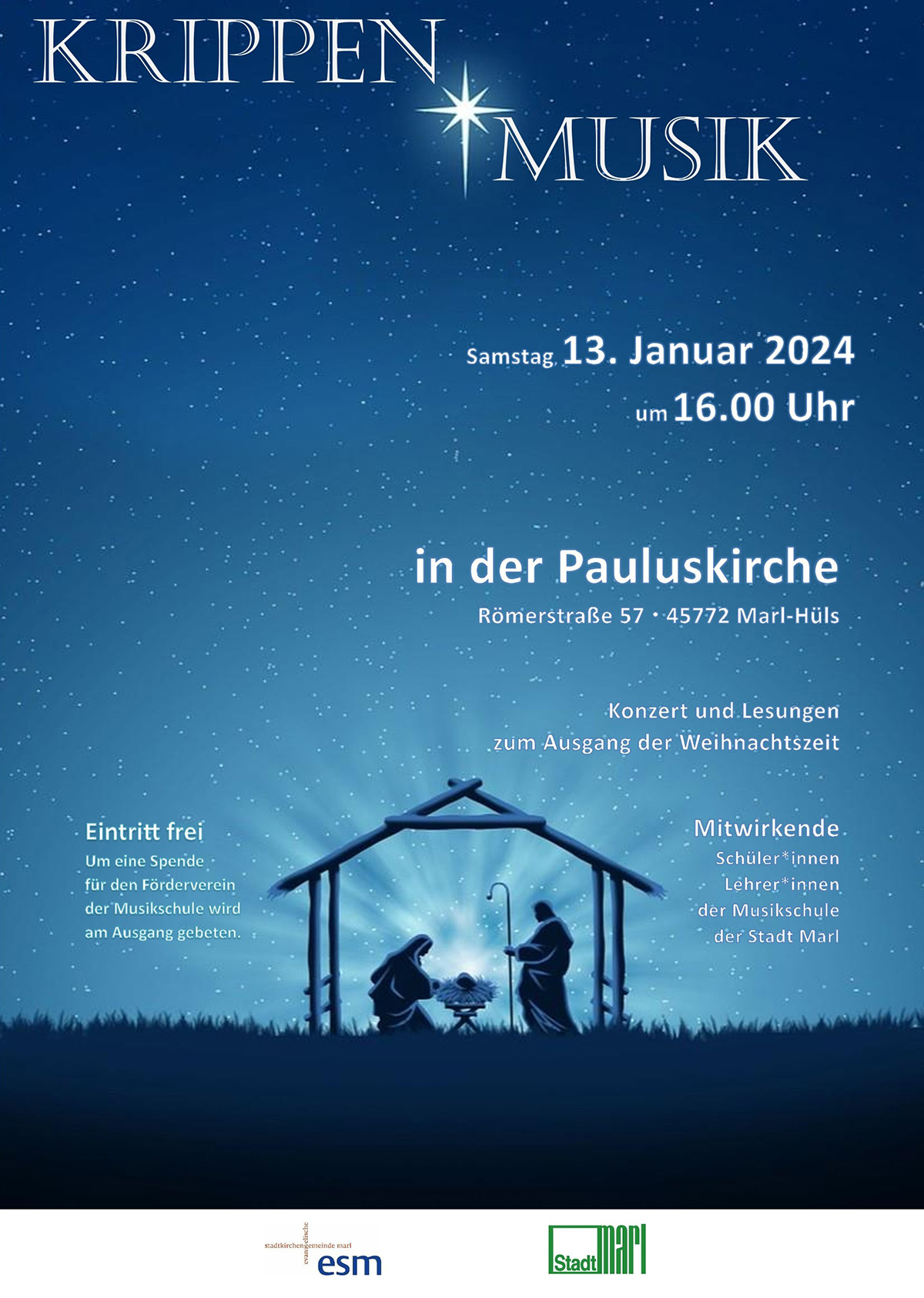 Plakat Krippenmusik Pauluskirche
