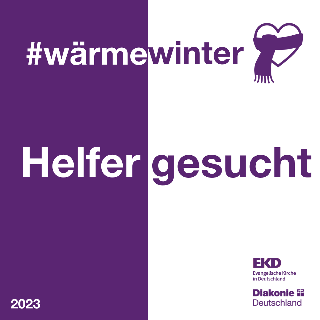Wärmewinter, Helfer Gesucht“ deutsches Sozialkampagnenplakat 2023.