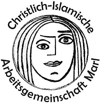 Logo Christlich-Islamische Arbeitsgemeinschaft Marl: verschmolzene Gesichter, Text.
