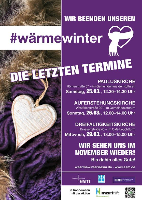 Plakat mit den letzten Terminen des #wärmewinter - Zunächst am 29.3.23 beendet