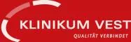 Rotes "Klinikum Vest" Logo mit weißem kreisförmigen Design.
